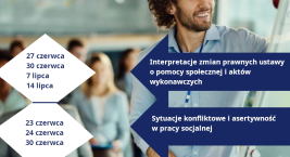 Szkolenie „Interpretacje zmian prawnych ustawy o pomocy społecznej i aktów wykonawczych” oraz „Sytuacje konfliktowe i asertywność w pracy socjalnej” 