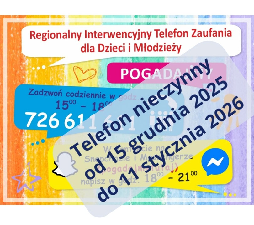 Przerwa w funkcjonowaniu Regionalnego Interwencyjnego Telefonu Zaufania dla Dzieci i Młodzieży